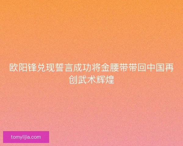 欧阳锋兑现誓言成功将金腰带带回中国再创武术辉煌