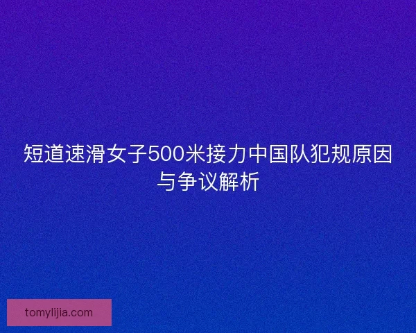 短道速滑女子500米接力中国队犯规原因与争议解析